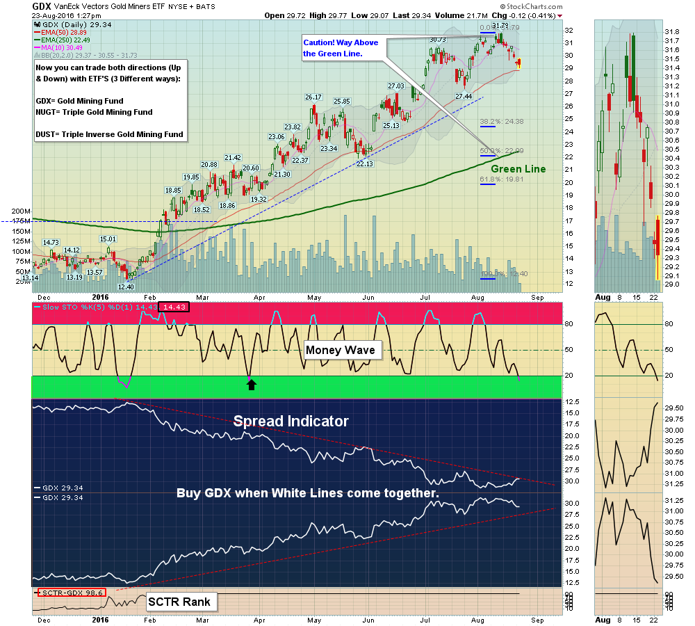 Gold Miners are down in the Green Zone.