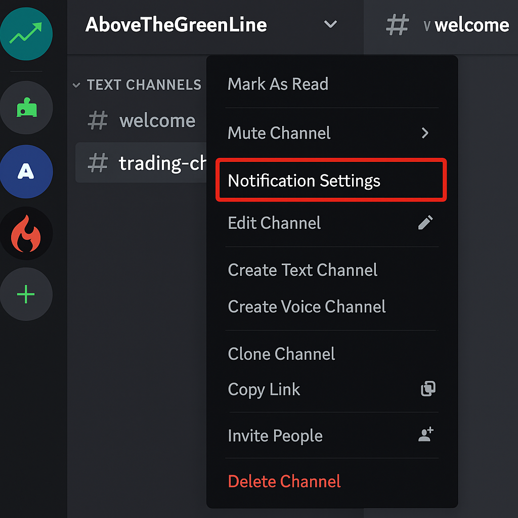 AbovetheGreenLine Channel Notification Settings